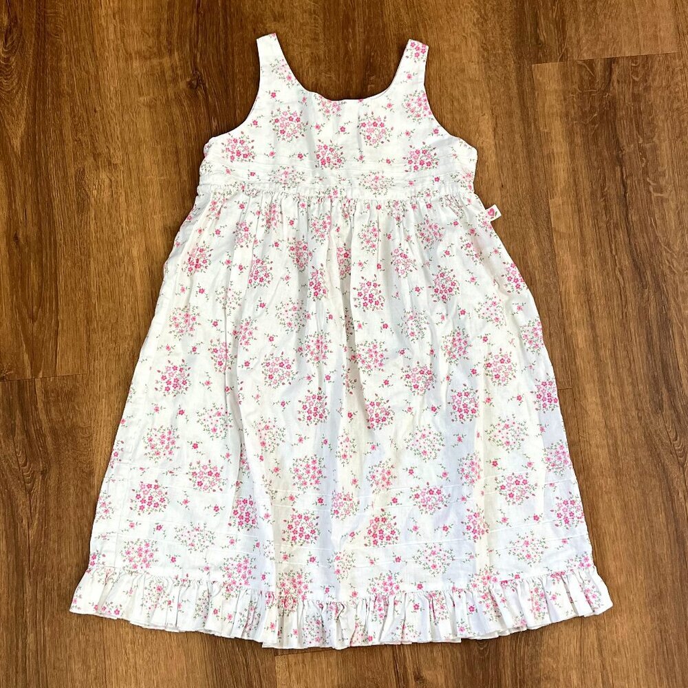 American Girl Pink Blossoms Floral Lace Pinafore Babydoll Dress Cotton/Linen 7
